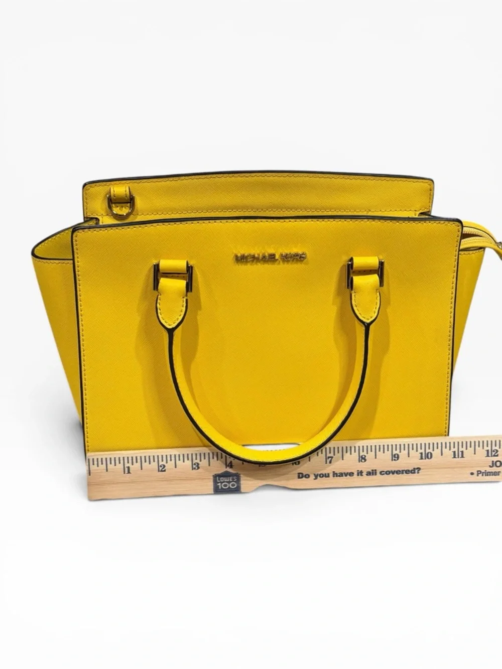 Michael Kors Selma Medium Saffiano Leather Satchel - Yellow